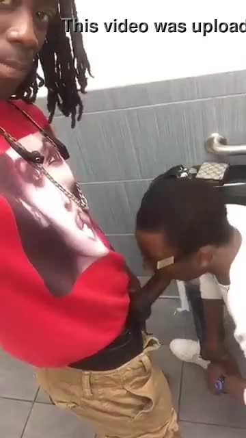 Dread dude getting his dick sucked in the toilet