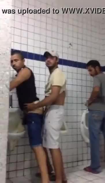 caught horny man fucking a gay in the bathroom in front of everyone