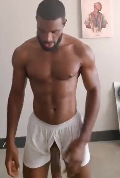 Hot muscular nigga playing with his long 10 + inch cock