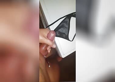 Eats own cum from panties
