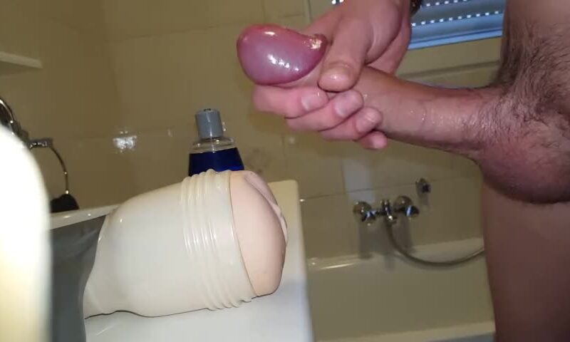 My lube cock enjoying my new fleshlight